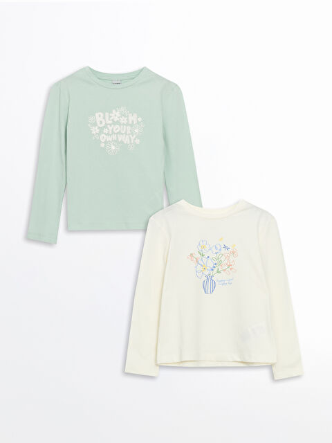 LCW Kids Bisiklet Yaka Kız Çocuk Tişört 2'li - S5KM61Z4-FDU