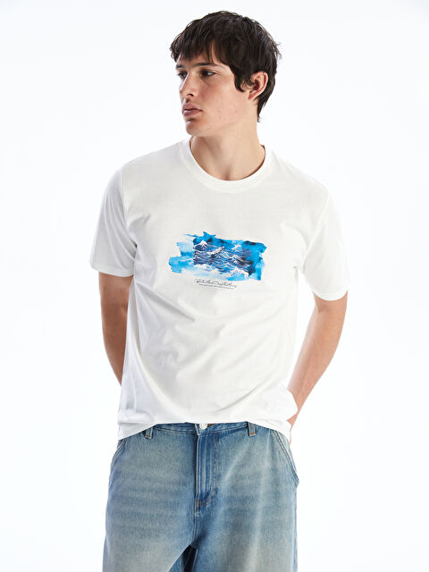 XSIDE Crew Neck Printed Jersey Men's T-Shirt - S5KM76Z8-R9J