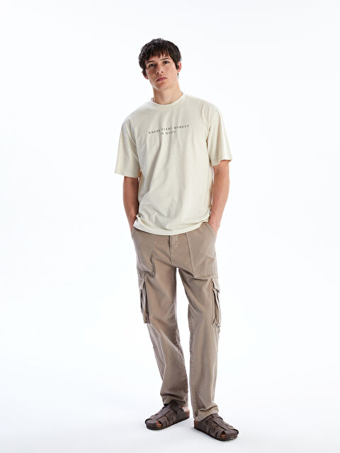 XSIDE Crew Neck Short Sleeve Printed Combed Cotton Men's T-shirt - S5KM94Z8-YSB