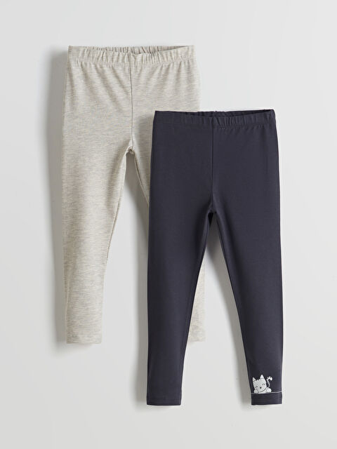 LCW ECO Bisiklet Yaka Baskılı Kız Çocuk Tayt 2'li - S5KN20Z1-HHY