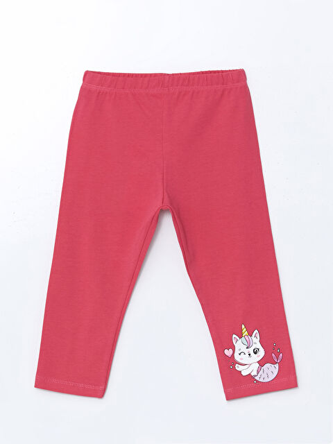 LCW ECO Beli Lastikli Baskılı Kız Çocuk Tayt - S5KN29Z1-R0F