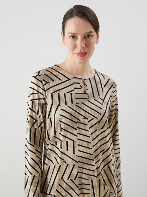 LCW Grace Bisiklet Yaka Desenli Kadın Bluz - S5KN32Z8-LQB