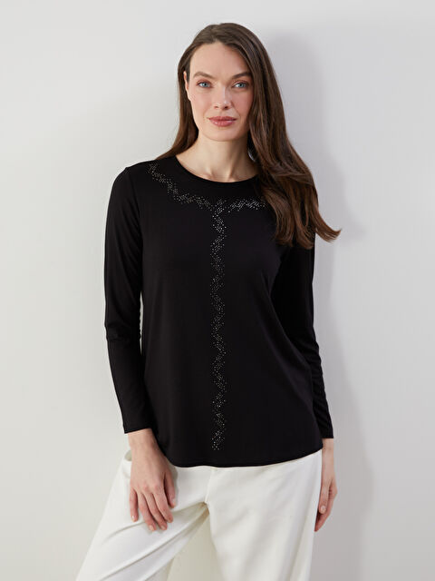 LCW Grace Bisiklet Yaka Taşlı Kadın Bluz - S5KN42Z8-CVL