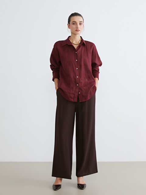 LCW Comfort Beli Lastikli Keten Görünümlü Kadın Pantolon - S5KN53Z8-8U4