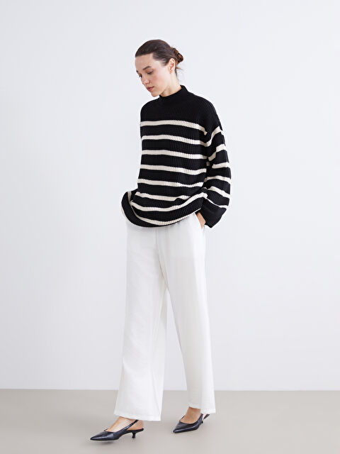 LCW Comfort Beli Lastikli Keten Görünümlü Kadın Pantolon - S5KN53Z8-Q6K