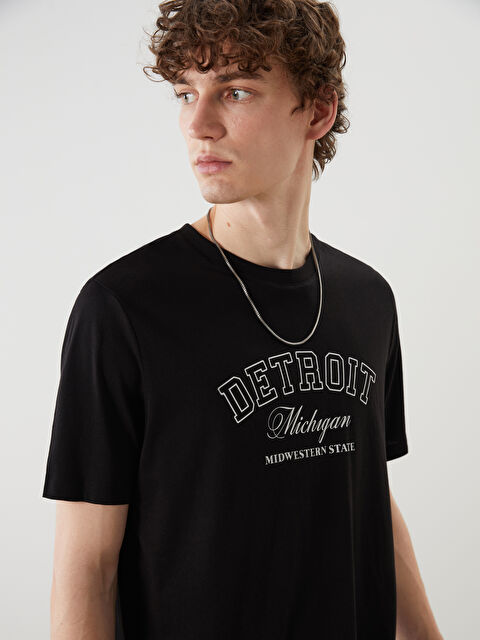 XSIDE Crew Neck Detroit Printed Jersey Men's T-Shirt - S5KN93Z8-CVL