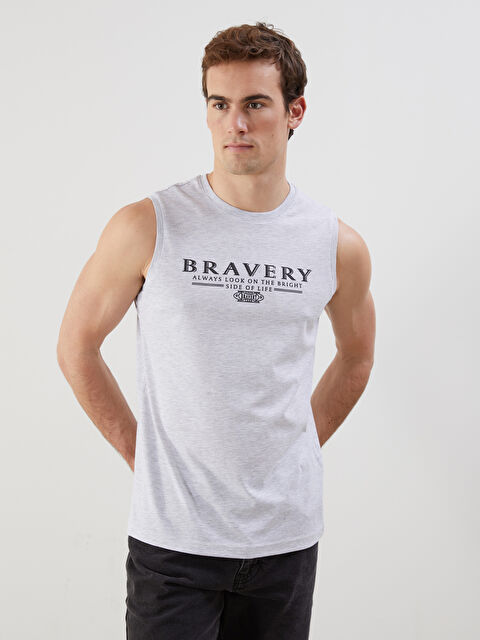 LCWAIKIKI Classic Bisiklet Yaka Baskılı Erkek Kolsuz Tişört - S5KO05Z8-DFL