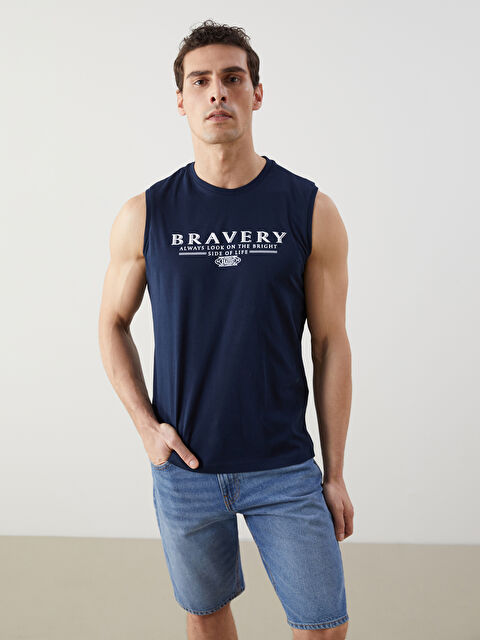 LCWAIKIKI Classic Bisiklet Yaka Baskılı Erkek Kolsuz Tişört - S5KO05Z8-DWP