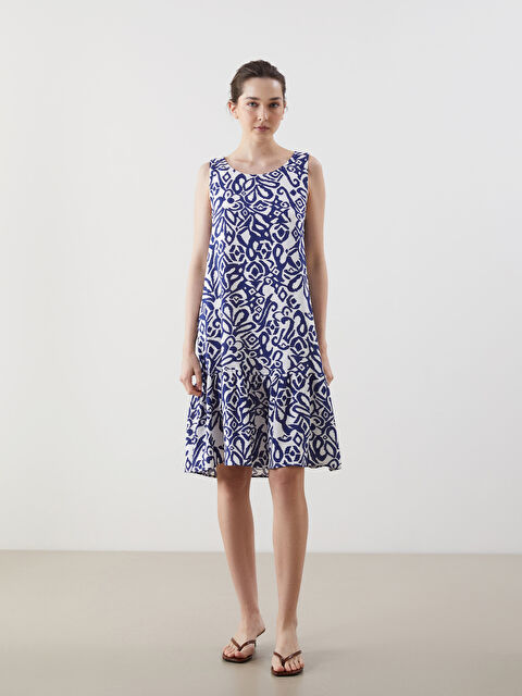 LCWAIKIKI Classic Bisiklet Yaka Desenli A Kesim Elbise - S5KO23Z8-LQQ