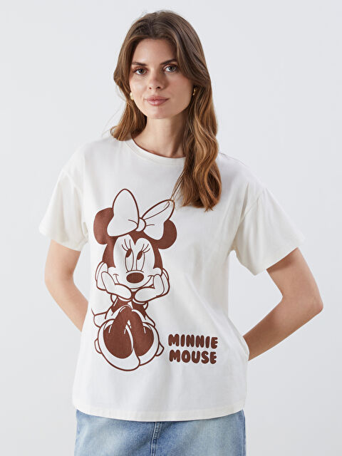 LCWAIKIKI Classic Crew Neck Minnie Mouse Printed Women's T-Shirt - S5KO35Z8-FEW