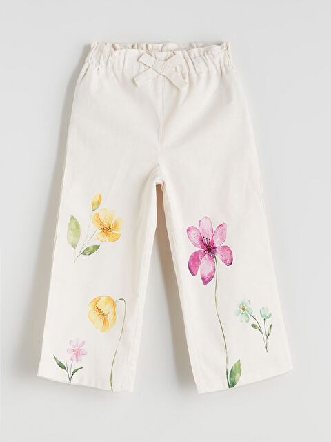 LCW Kids Beli Lastikli Çiçekli Kız Çocuk Pantolon - S5KO83Z1-FES