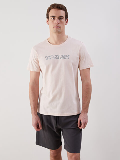 LCW ECO Bisiklet Yaka Baskılı Penye Erkek Tişört - S5KO96Z8-QWG