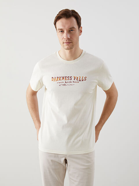 LCW ECO Bisiklet Yaka Baskılı Penye Erkek Tişört - S5KP01Z8-QVB