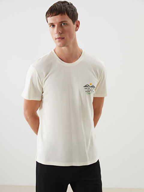 LCW ECO Bisiklet Yaka Baskılı Penye Erkek Tişört - S5KP06Z8-QVB