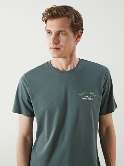 LCW ECO Bisiklet Yaka Baskılı Penye Erkek Tişört - S5KP07Z8-H9D