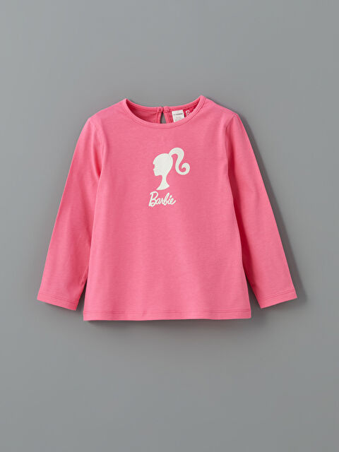 LCW Kids Bisiklet Yaka Barbie Baskılı Kız Çocuk Tişört - S5KQ15Z1-GEV