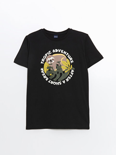 LCW ECO Bisiklet Yaka Baskılı Erkek Çocuk Tişört