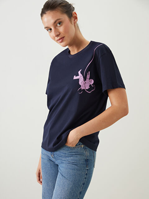 LCW ECO Bisiklet Yaka Baskılı Kadın Tişört - S5KR10Z8-UED