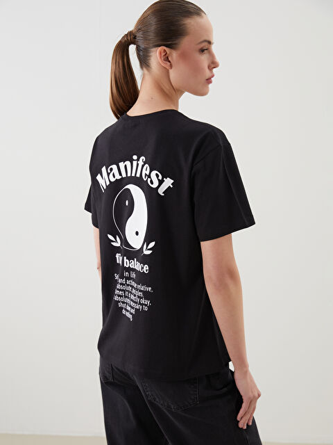 LCW ECO Bisiklet Yaka Baskılı Kadın Tişört - S5KR10Z8-UX8