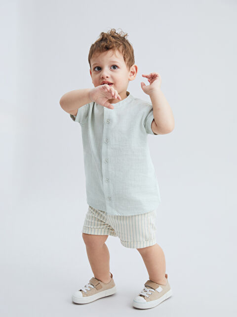 LCW baby Pamuklu Erkek Bebek Gömlek ve Şort 2'li - S5KR27Z1-G3P