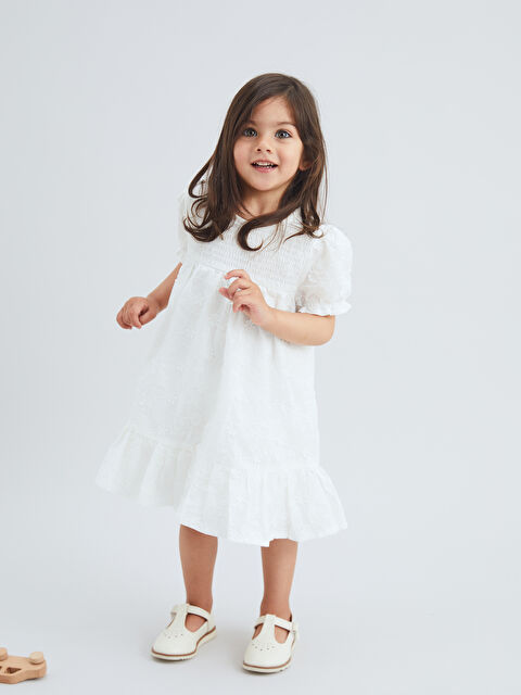 LCW baby Bisiklet Yaka Çiçekli Kız Bebek Elbise - S5KR46Z1-FDW