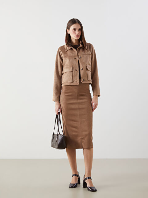 LCW Vision Beli Fermuarlı Süet Kadın Etek - S5KR87Z8-DGV