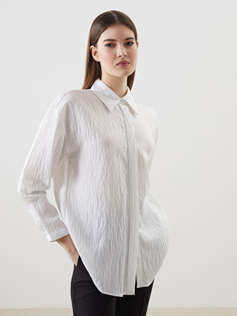 LCW Modest Çizgili Oversize Kadın Gömlek Tunik - S5KS24Z8-SZ5