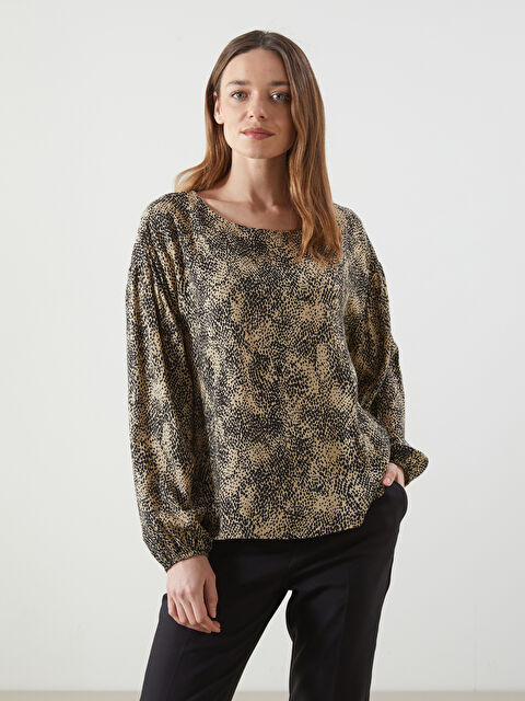 LCW ECO Bisiklet Yaka Desenli Kadın Bluz - S5KS25Z8-LQY