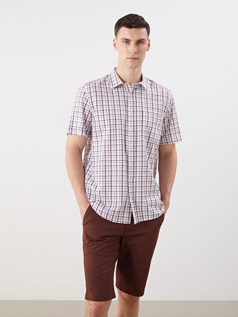 LCWAIKIKI Classic Regular Fit Kısa Kollu Ekose Poplin Erkek Gömlek - S5KS45Z8-LPA