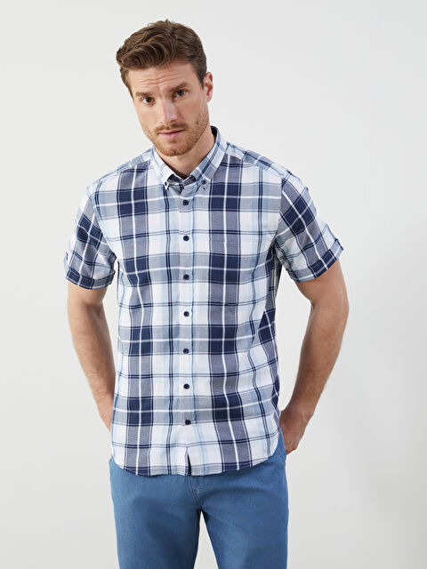 LCWAIKIKI Classic Regular Fit Kısa Kollu Ekose Erkek Gömlek - S5KS55Z8-LLC