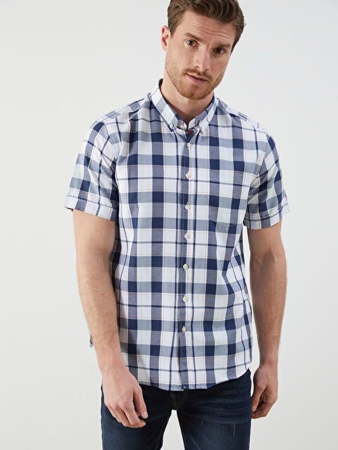 LCWAIKIKI Classic Regular Fit Kısa Kollu Ekose Erkek Gömlek - S5KS55Z8-LN6