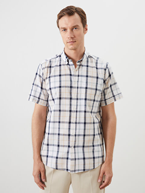 LCWAIKIKI Classic Regular Fit Kısa Kollu Ekose Poplin Erkek Gömlek - S5KS62Z8-LKQ