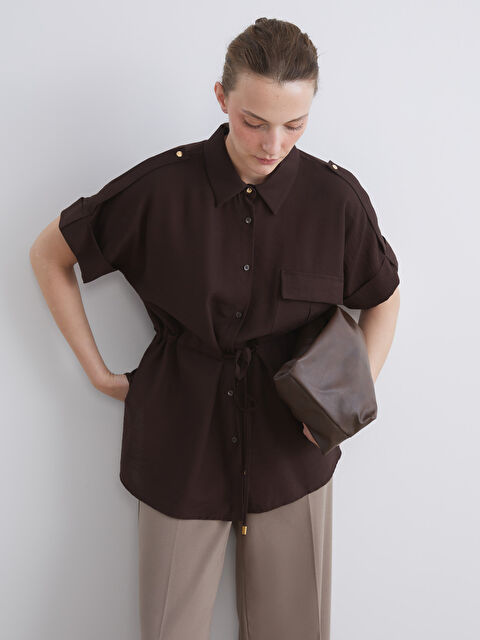 LCW Comfort Armürlü Oversize Kadın Gömlek - S5KS68Z8-8U4