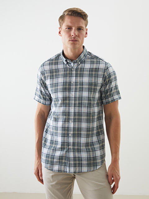 LCWAIKIKI Classic Regular Fit Kısa Kollu Ekose Erkek Gömlek - S5KS70Z8-LME