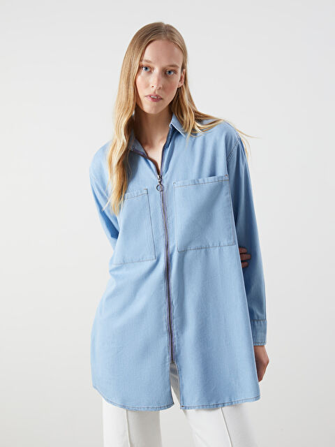 LCW Jeans Collared Neck Women's Denim Tunic - S5KS73Z8-311