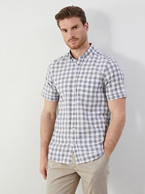 LCWAIKIKI Classic Regular Fit Kısa Kollu Ekose Erkek Gömlek - S5KS74Z8-LKQ