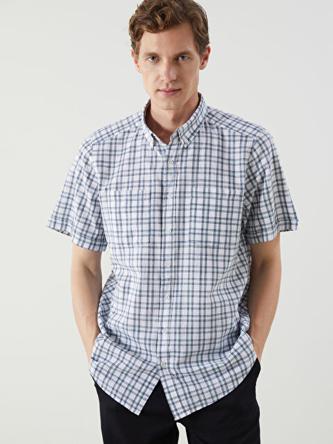 LCWAIKIKI Classic Regular Fit Kısa Kollu Ekose Erkek Gömlek - S5KS74Z8-LM9