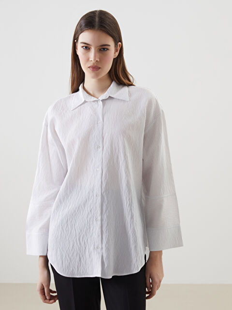 LCW Modest Çizgili Oversize Kadın Gömlek Tunik - S5KT14Z8-SZ5