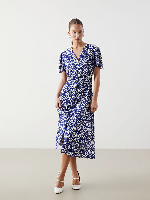 LCWAIKIKI Classic V Yaka Desenli Kadın Gömlek Elbise - S5KT44Z8-LQQ