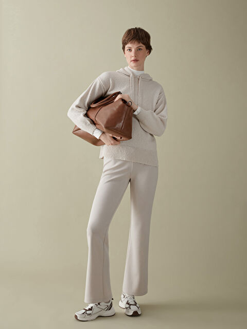 LCWAIKIKI Classic Beli Lastikli Kadın Pantolon - S5KT47Z8-QYF