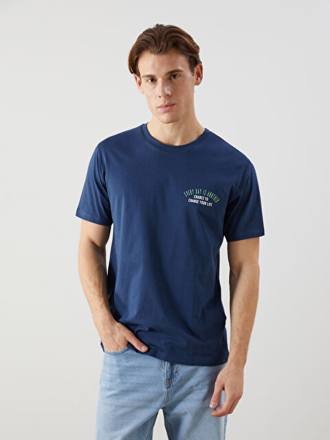 LCW ECO Bisiklet Yaka Kısa Kollu Baskılı Penye Erkek Tişört - S5KU27Z8-HSD