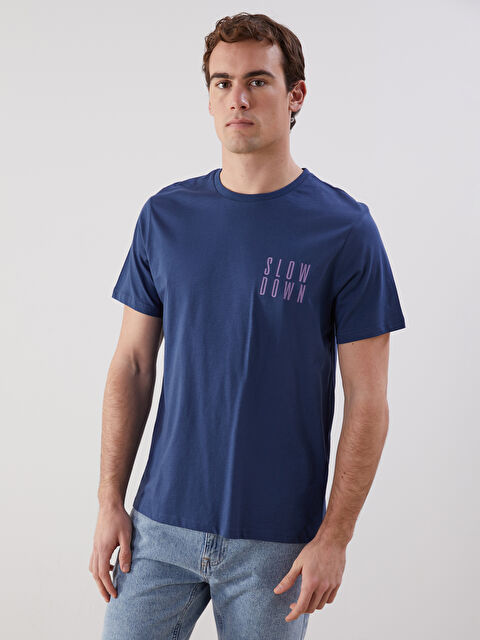 LCW ECO Bisiklet Yaka Baskılı Penye Erkek Tişört - S5KU28Z8-HSD