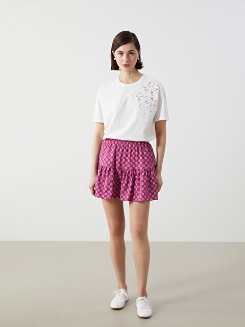LCW ECO Beli Lastikli Desenli Kadın Şortlu Etek - S5KU50Z8-LTM