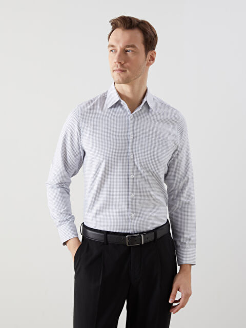LCW BUSINESS Regular Fit Uzun Kollu Ekose Gabardin Erkek Gömlek - S5KV09Z8-LKX