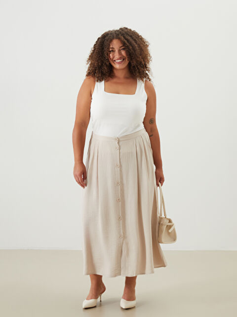 LCWAIKIKI Classic Elastic Waist Textured Pleated Skirt - S5KV75Z8-CR8