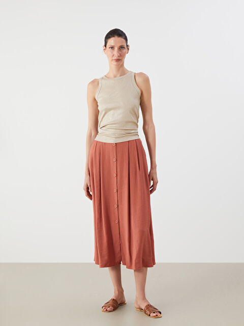 LCWAIKIKI Classic Beli Lastikli Dokulu Pileli Etek - S5KV75Z8-R1Y