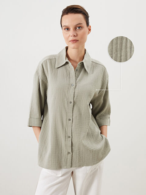 LCW Comfort Oversize Dokulu Kadın Gömlek - S5KV78Z8-V9Y