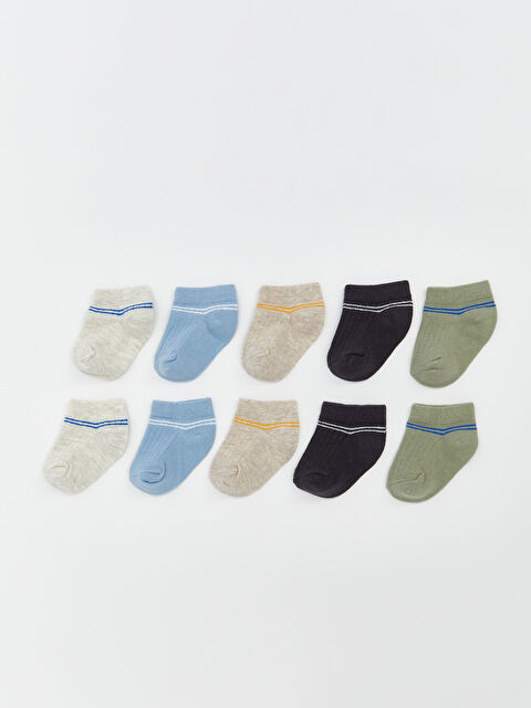 LCW baby Çizgili Erkek Bebek Patik Çorap 10'lu - S5KV99Z1-D2X