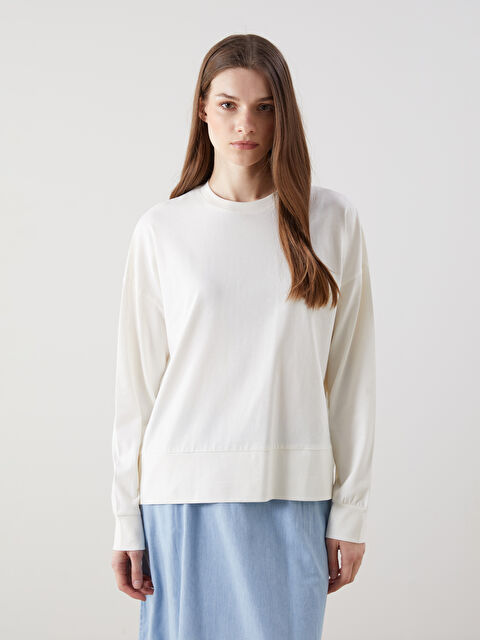 LCW Modest Bisiklet Yaka Kadın Sweatshirt - S5KY06Z8-003