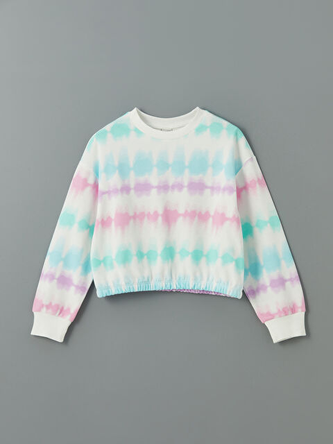 LCW Kids Bisiklet Yaka Batik Desenli Kız Çocuk Sweatshirt - S5KY51Z4-LU7